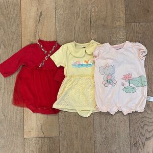 Yellow Baby Bodysuit with Embroidered Design